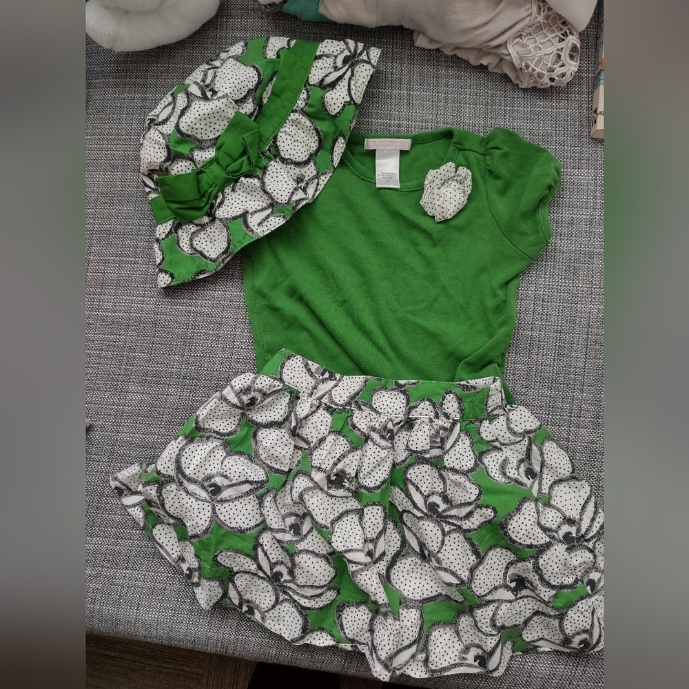 Janie and jack outfit hat, skirt, top 2t